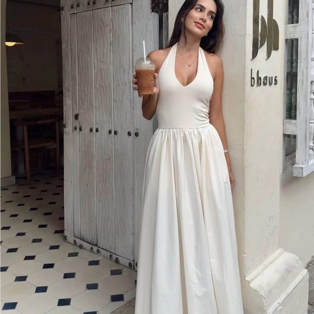 Elegant Cream Midi Dress